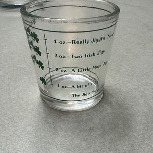 Vintage Really  jiggin  now! Irish shamrock shot glass